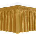 Biscaynebay Wrap Around Bed Skirts For King & Cal King Beds Short Drop Of 12', Gold Adjustable Elastic Dust Ruffles Easy Fit Wr