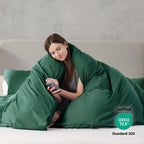 Nestl Dark Green Duvet Cover Queen Size - Soft Prewashed Queen Duvet Cover Set, 3 Piece, With Zipper Closure, 1 Duvet Cover 90X90 Inches And 2 Pillow Shams - No Comforter