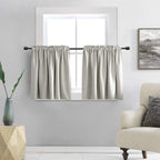 DONREN 30 Inch Length Curtain Tiers for Loft - Light Gray Blackout Short Length Curtains for Bathroom(52 Inches Wide,2 Panels)