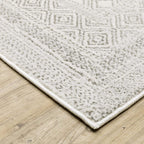 HomeRoots 507936 8 x 11 ft. White & Gray Oriental Power Loom Stain Resistant Rectangle Area Rug
