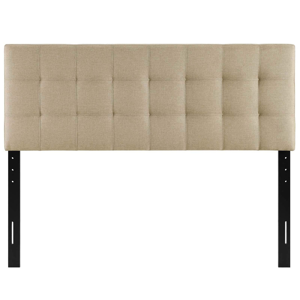 Modway Lily Tufted Linen Fabric Upholstered King Headboard in Beige