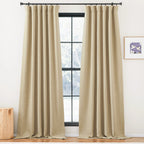 NICETOWN Room Darkening Linen Curtains & Drapes, Pinch Pleated Faux Linen Blend Cold/Sun Blocking Curtains Thick Window Dressing