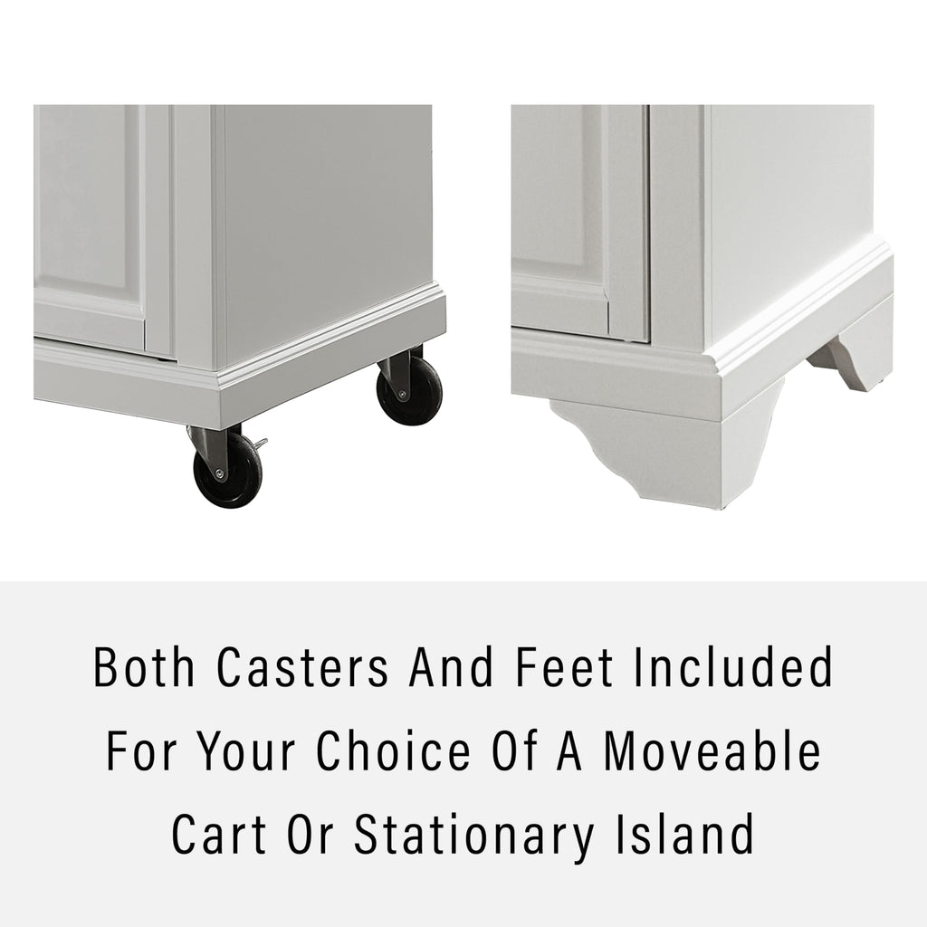 Crosley Furniture Lafayette Wood Top Small Portable Rolling Kitchen Island Storage Cart, Microwave Stand, White