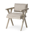 HomeRoots Cream Fabric Wrap with Blonde Wooden Frame Dining Chair