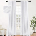 Inovaday 100% White Blackout Curtains 72 Inches Long 2 Panels Set Back Tab/Rod Pocket Linen Blackout Curtains Thermal Insulated