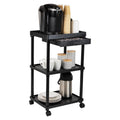 Mind Reader Bar Cart, Rolling, Utility Cart, 3-Tier, Coffee Cart, Bathroom, Kitchen, Plastic, 20''L x 15''W x 34.5''H, Black