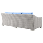 Modway Conway Outdoor Patio Wicker Rattan, Sofa, Light Gray Light Blue
