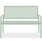 Best Choice Products Outdoor Bench 2-Person Metal Steel Benches Furniture For Garden, Patio, Porch, Entryway W/Geometric Backrest, 790Lb Capacity - Mint Green