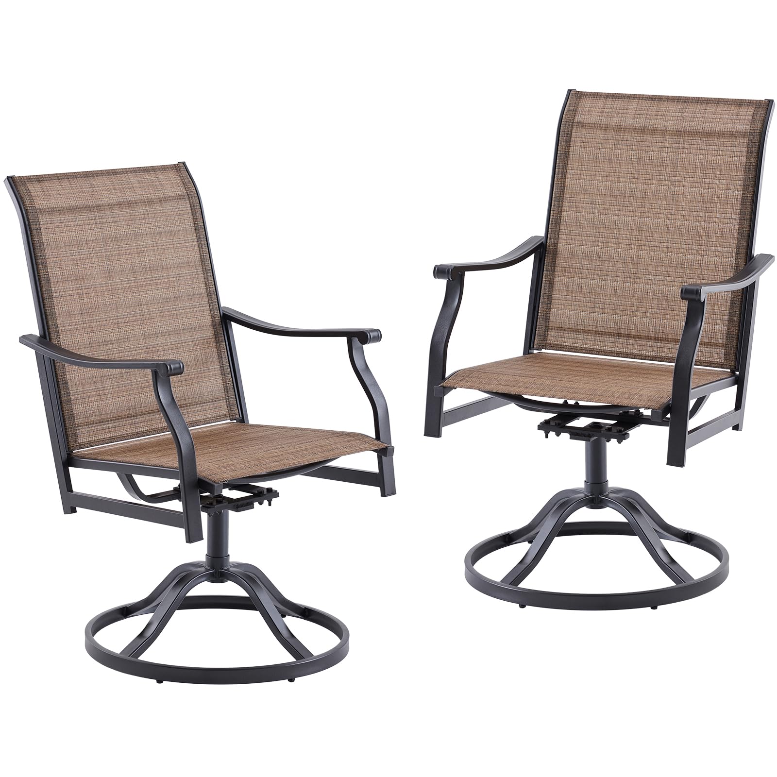 Soohow Outdoor Dining Chairs Set of 2, 360Swivel Patio Dining Chair with Textilene Fabric, Outdoor Metal Armchair All Weather Re