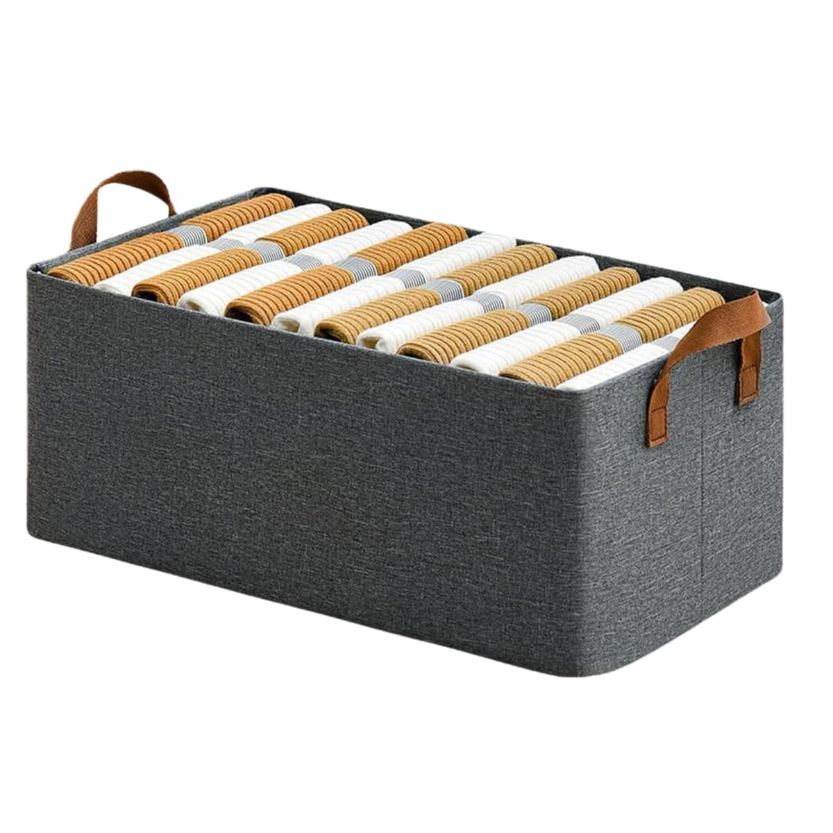 Qshare Cloth Organizer with Metal Frame, Foldable Storage Baskets with Handles for Clothes, Jeans, Shirts, Sarees, Toys (1)