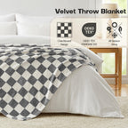 Homelike Moment Checkered Throw Blanket, Grey Checkerboard Grid Soft Fluffy Fleece Blankets Throws, Fuzzy Cozy Plush Flannel Bla