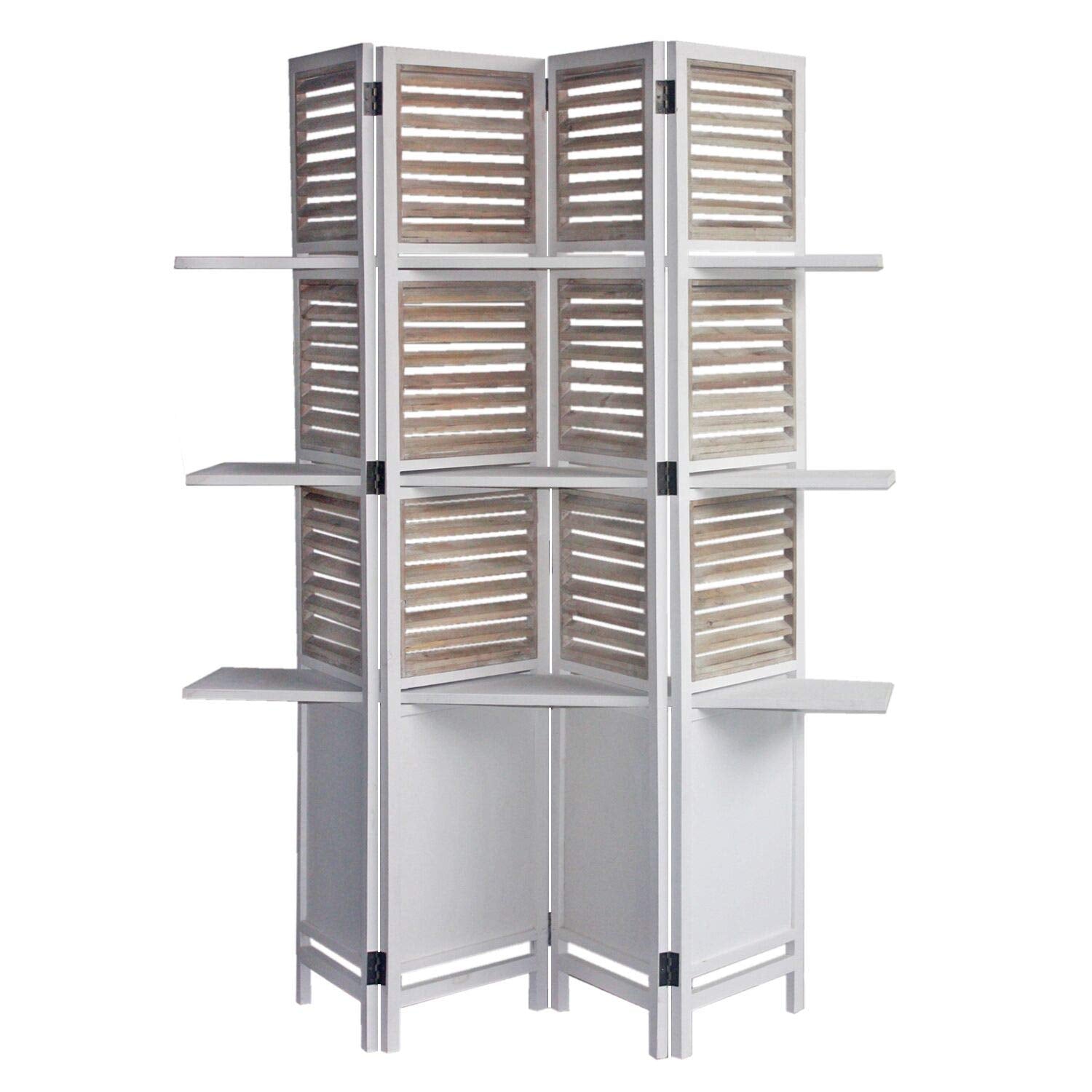 HomeRoots 63 x 10 x 71 Traditional White, Wood, Shutter - Screen