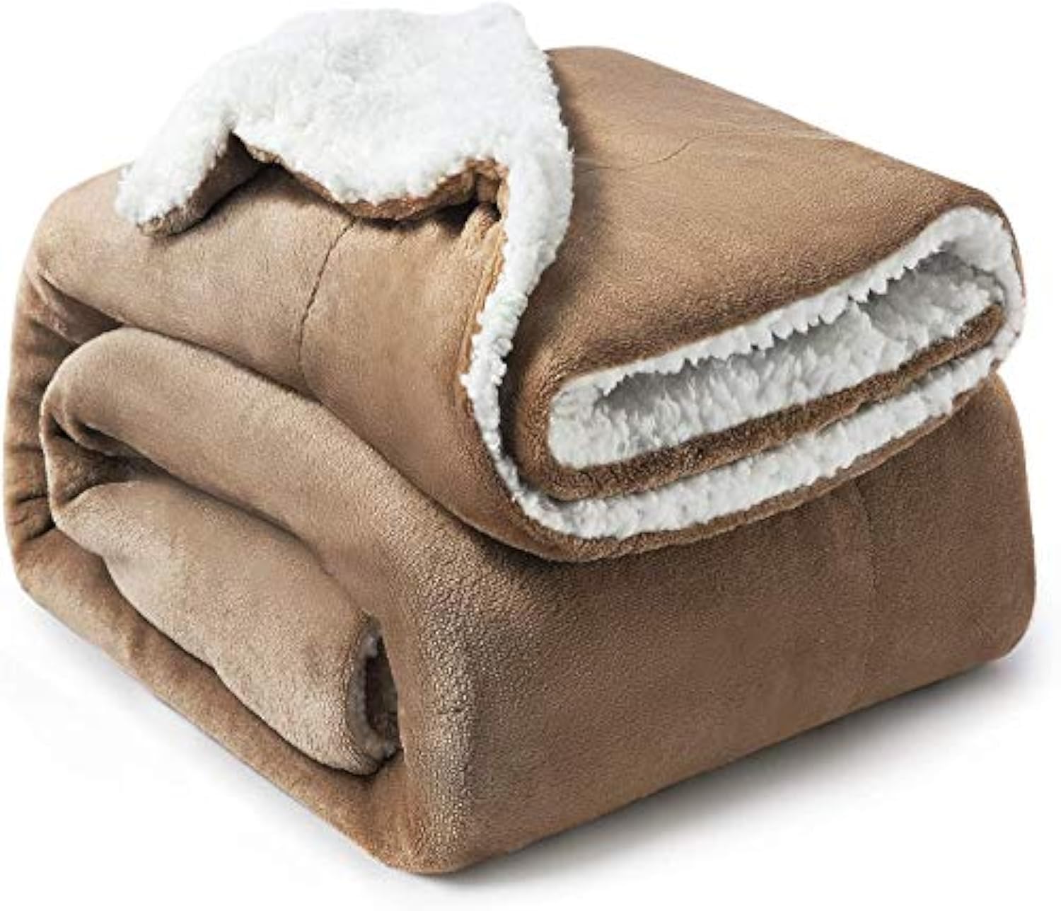 Bsb Home Polyester Micromink Warm Sherpa Super Soft Flannel Solid/Plain Blanket For Light/Mild Winter, Light Brown, Size 150 X 2