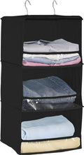 Simple Houseware 3 Shelves Hanging Closet Organizer with Front Stopper, Black