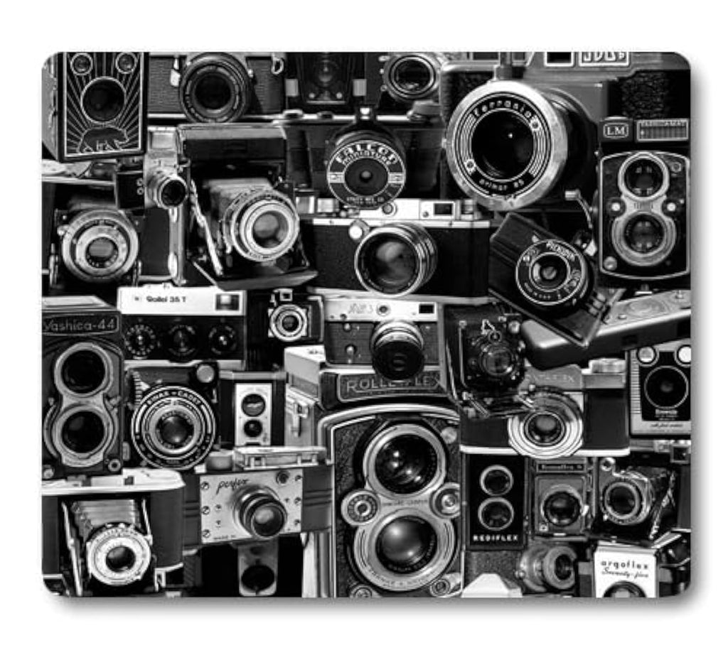 Wknoon Retro Cool Camera Collection Print Art Mouse Pad, Unique Cool Design Vintage Camera Montage Mouse Pads