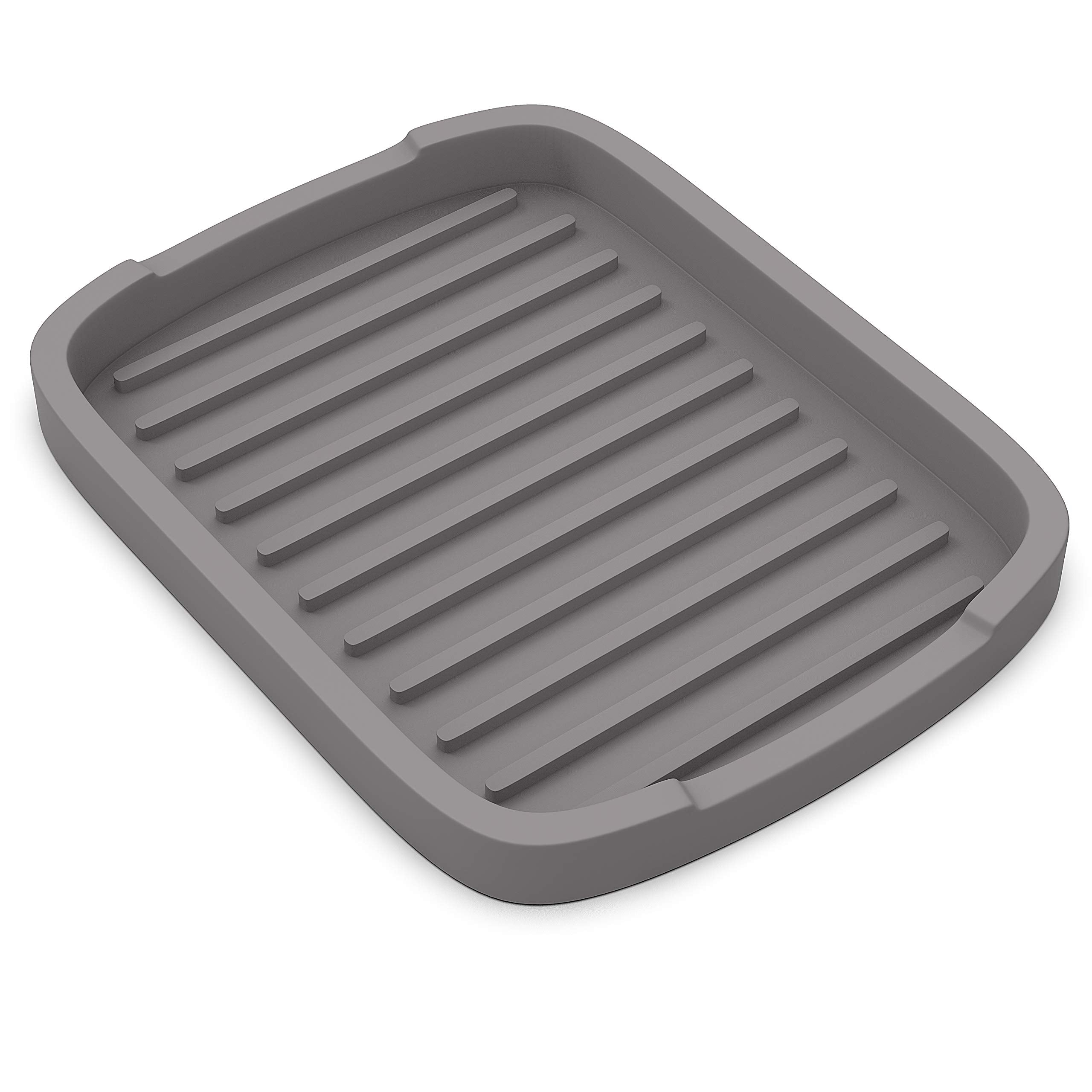 ZAPPOWARE Silicone Sponge Holder -soap Tray - 5.9  X 4.33 , 1-Pack (Gray)