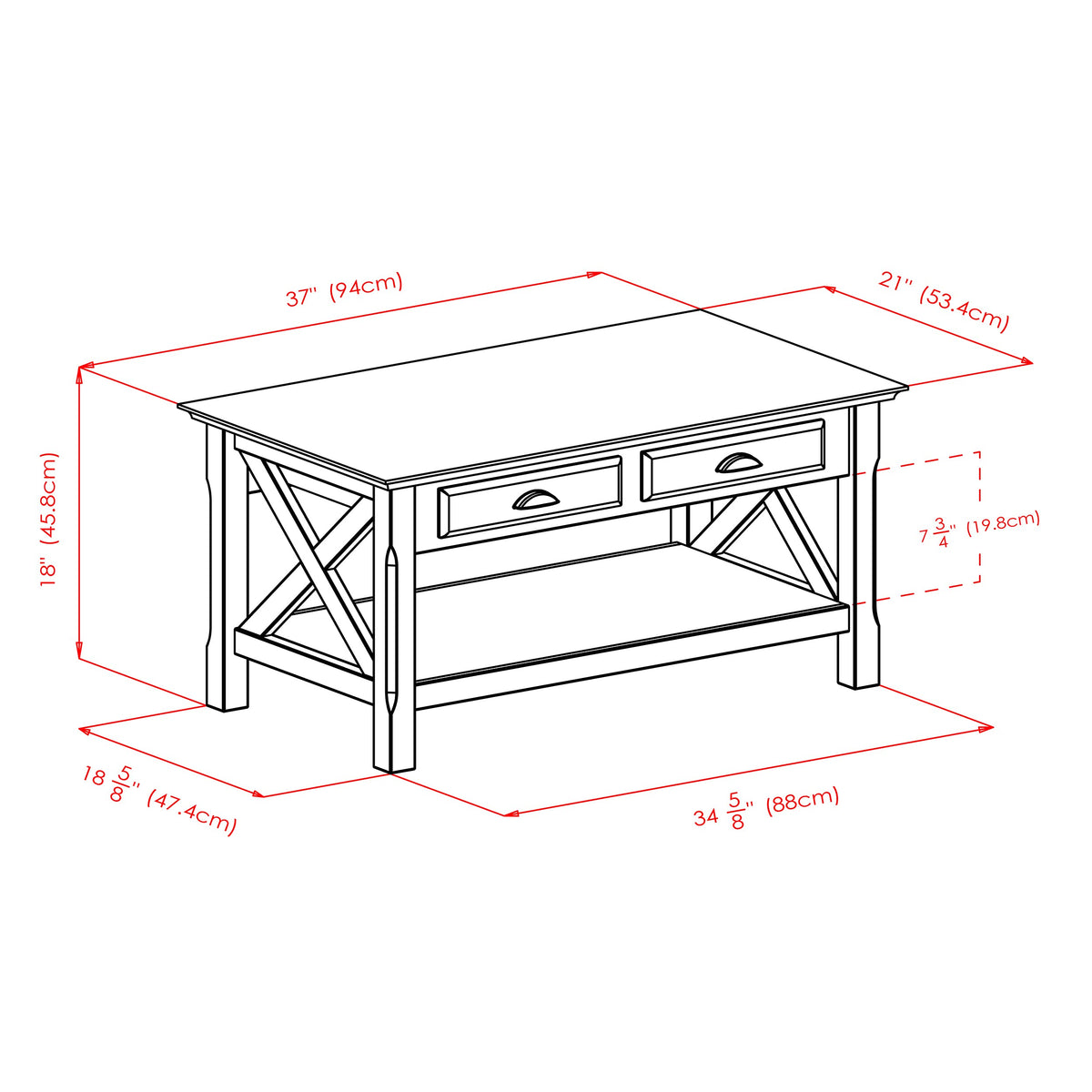 Winsome Xola 18 x 37 x 21-Inch Composite Wood Coffee Table, Cappuccino (40538)