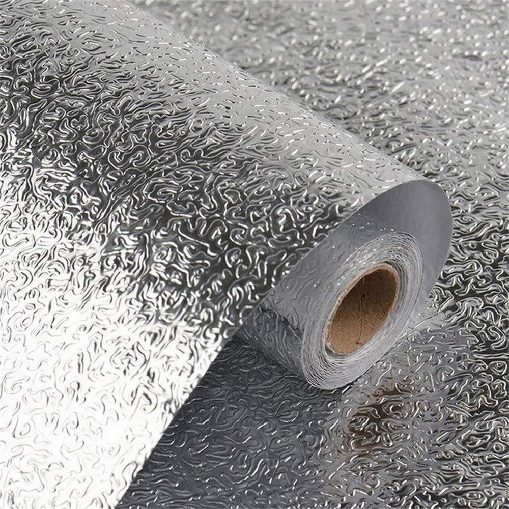 Univocean Oil Proof Aluminium Foil Kitchen Wall Stickers  Backspash, Washable, Peel And Stick Wallpaper For Cabinets Drawers An