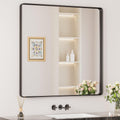 Keonjinn Black Bathroom Mirrors for Over Sink, 36 x 36 Inch Large Square Mirrors for Wall, Rounded Rectangle Matte Black Farmhou