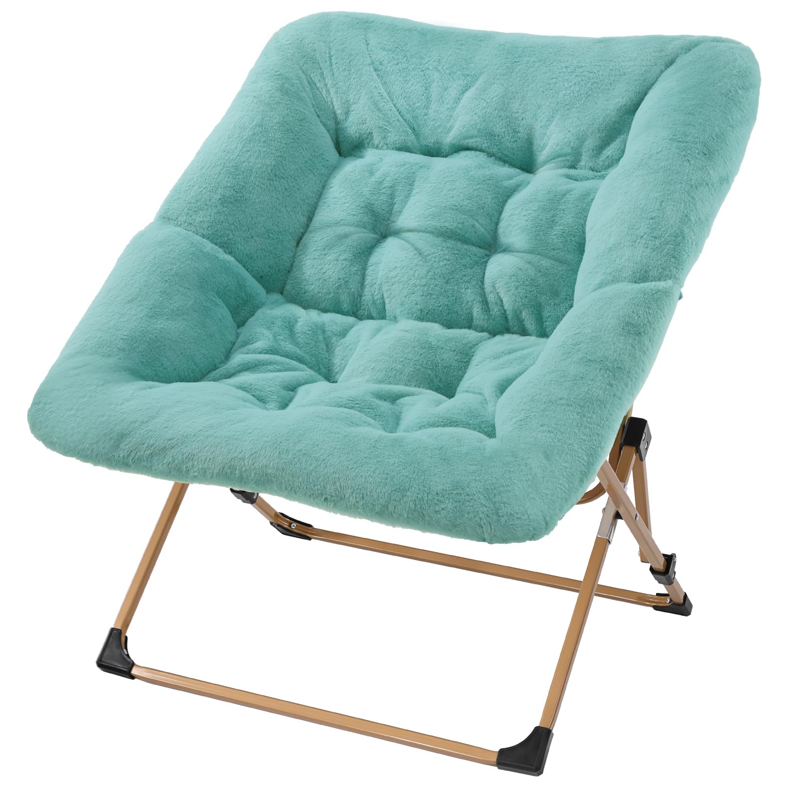 Oakham Comfy Chair For Adults, Soft Faux Fur Folding Lounge For Bedroom Living Room Dorm Rooms Flexible Reading Chair For Teens Kids, X-Large Foldable (Faux Fur-Mint)