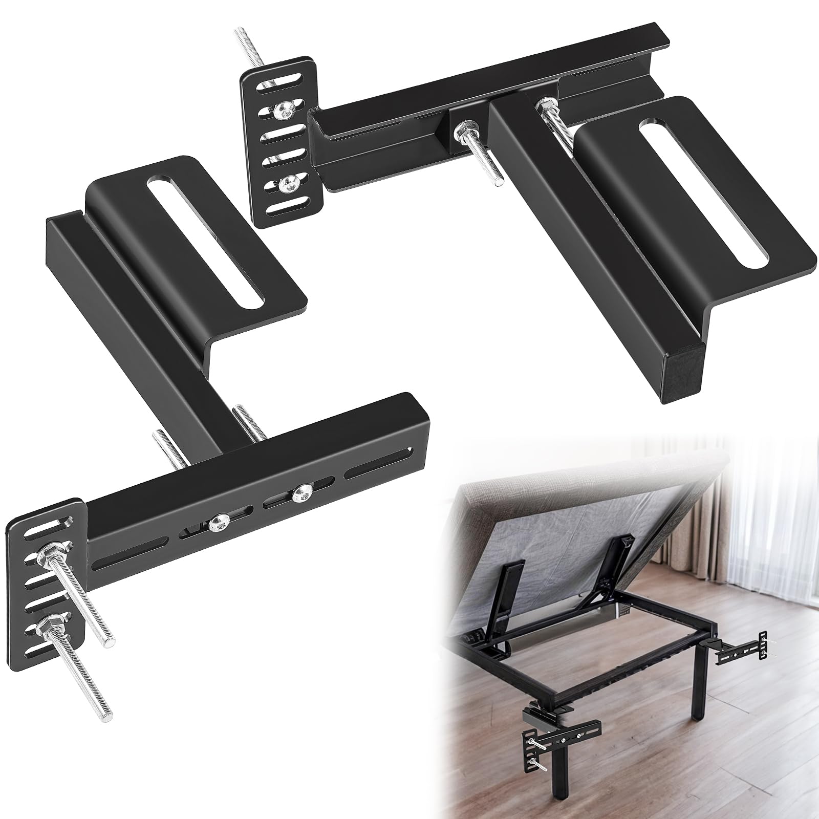 TOPTGO Headboard Bracket Kit for Adjustable Bed Base,Headboard Brackets for Metal Bed Frame,Footboard Extension Kit for Twin, Fu