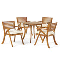 Christopher Knight Home Hermosa Acacia Wood Dining Set, 5-Pcs Set, Teak Finish