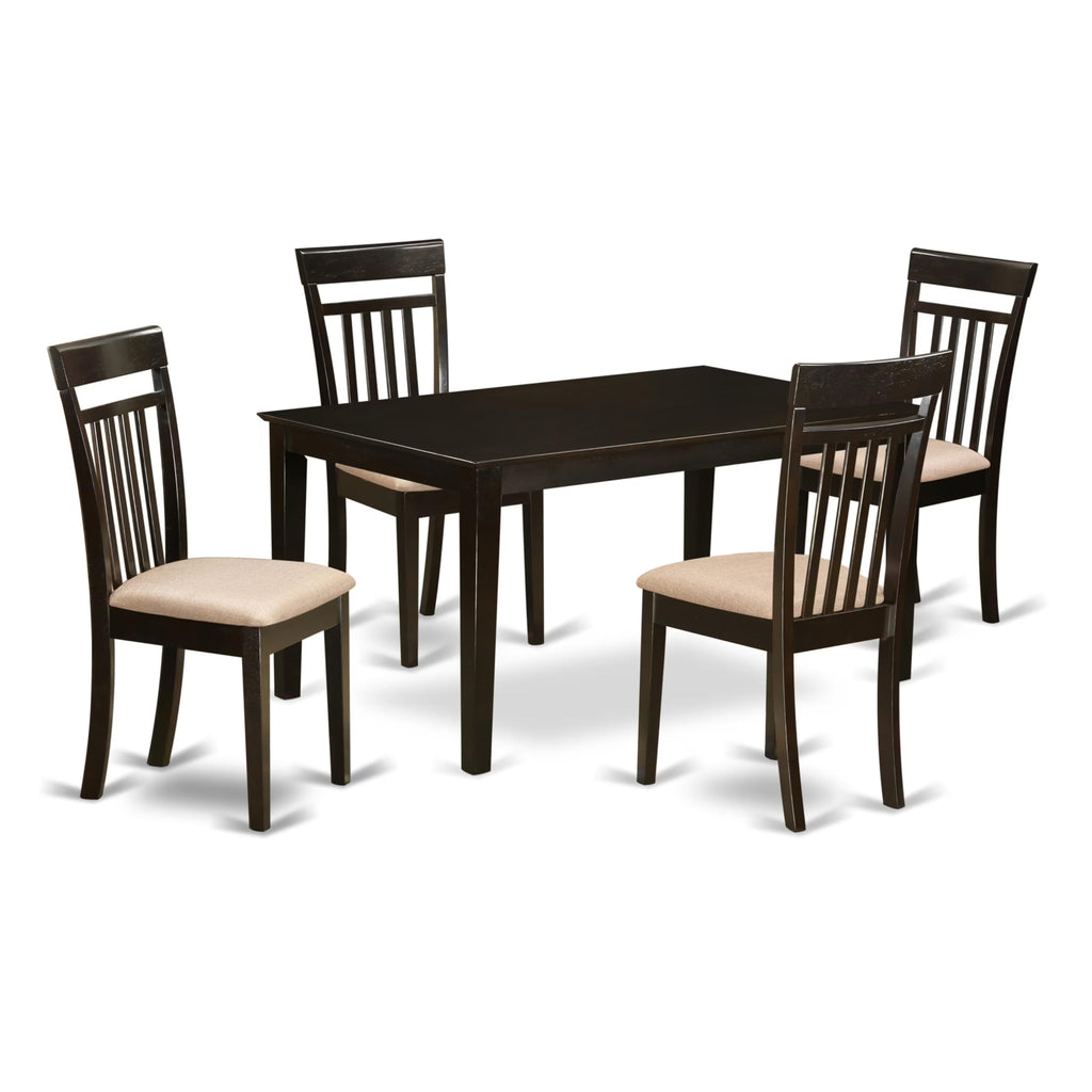 East West Furniture CAP5S-CAP-C 5 Piece Kitchen Table Set for 4 Includes a Rectangle Dining Table and 4 Linen Fabric Dining Room Chairs, 36x60 Inch, Cappuccino