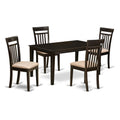 East West Furniture CAP5S-CAP-C 5 Piece Kitchen Table Set for 4 Includes a Rectangle Dining Table and 4 Linen Fabric Dining Room Chairs, 36x60 Inch, Cappuccino