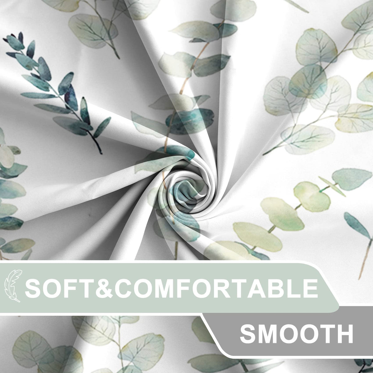 Awert Shower Curtain Green Plants For Bathroom Waterproof Quick-Drying Eucalyptus Leaves Shower Curtain Set With Hooks 72X72 Inc