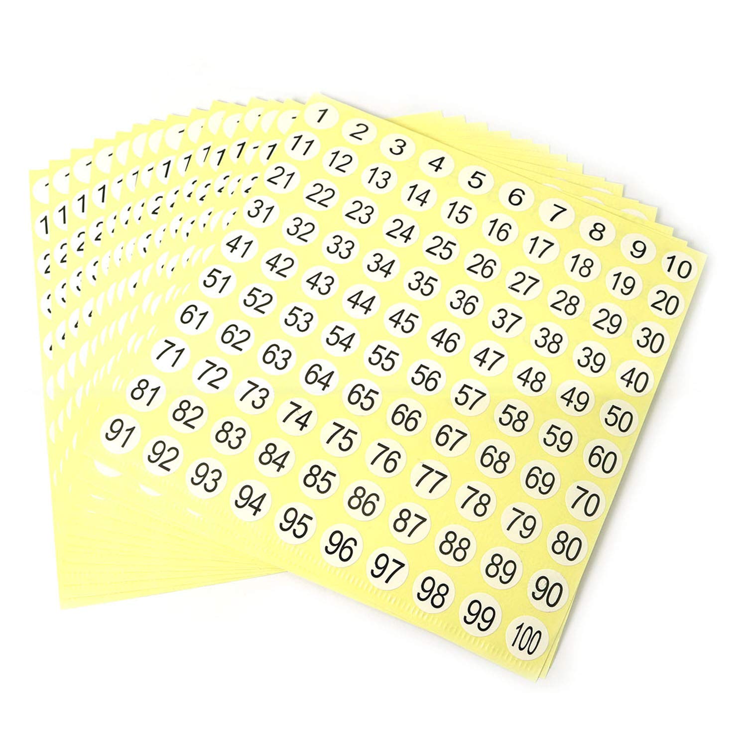 Rlecs 30 Sheets Number Stickers 1 To 100 Self Adhesive Stickers Diameter 0.3 Inch Round Number Labels Small Garment Tags Home Sc