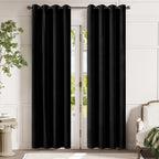 Lazzzy Velvet Blackout Curtains Black Thermal Insulated Drapes For Bedroom Living Room Darkening Window Treatments Super Soft Luxury Grommet 84 Inches Long 2 Panels