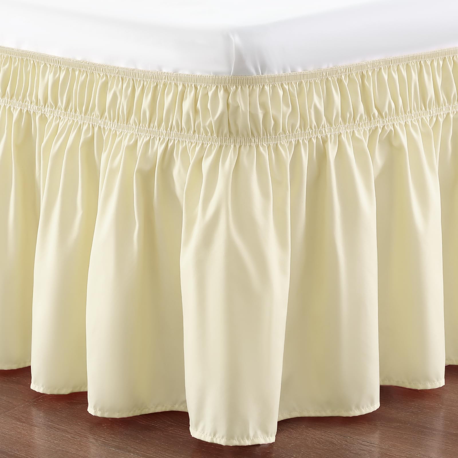 Rimela Bed Skirt Queen Size 14 Inch Drop, Wrap Around Elastic Bedskirt Solid Microfiber Luxury Hotel Quality Fabric, Easy To Ins
