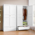 BYNSOE Metal Armoire Wardrobe Closet with 2 Doors 72   Wardrobe Cabinet with Drawers and Hanging Rail Metal Closet with Adjust