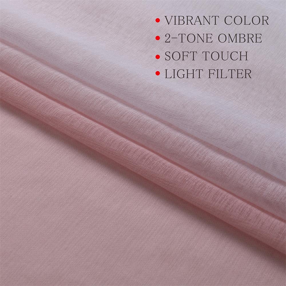 G2000 Sheer Curtains & Drapes 84 Inches Long Pink And White Ombre Curtains For Bedroom Living Room Window Curtains Light Filteri