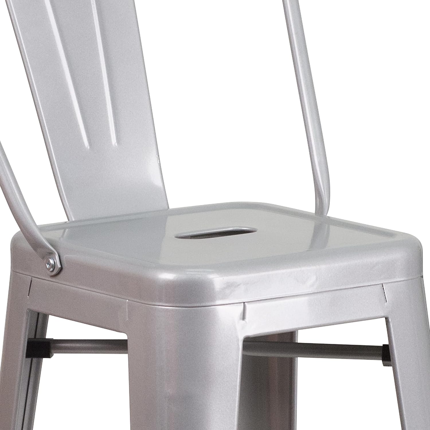Commercial Grade 30 High Silver Metal Indoor-Outdoor Barstool with Removable Back