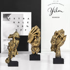 Aboxoo 3 Pcs Thinker Statue, Silence Is Gold Abstract Art Figurine, No Hear No See No Speak Modern Home Resin Sculptures Decorat