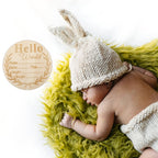 2Pcs Newborn Baby Birth Announcement Sign, Round Wooden Baby Name Welcome Sign, Newborn Photo Props For Hospital Sign Baby Name
