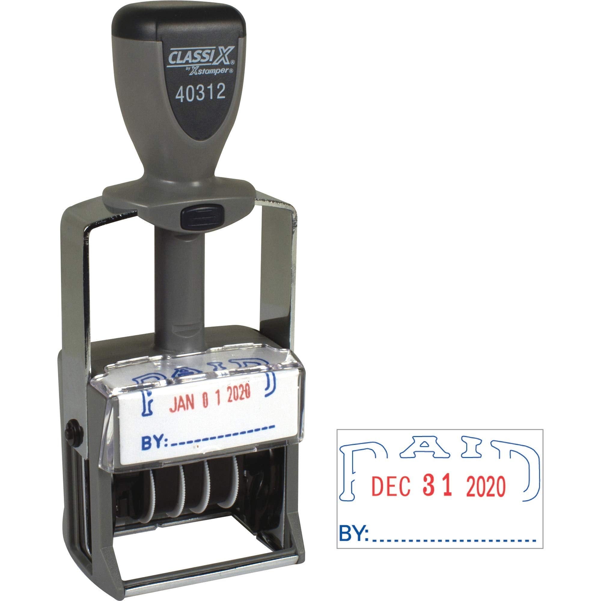 Xstamper Heavy-Duty Paid Self-Inking Dater (Xst40312),Red/Blue