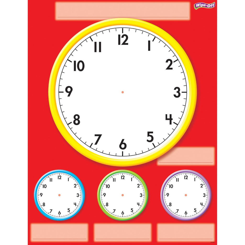 Trend Enterprises, Inc. Clocks Wipe-Off Chart, 17' X 22'