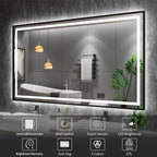 Amorho LED Bathroom Mirror 72"x36" Black Framed, Front Light and Backlit, Stepless Dimmable, Anti-Fog, Shatter-Proof, 3 Colors, Memory Function