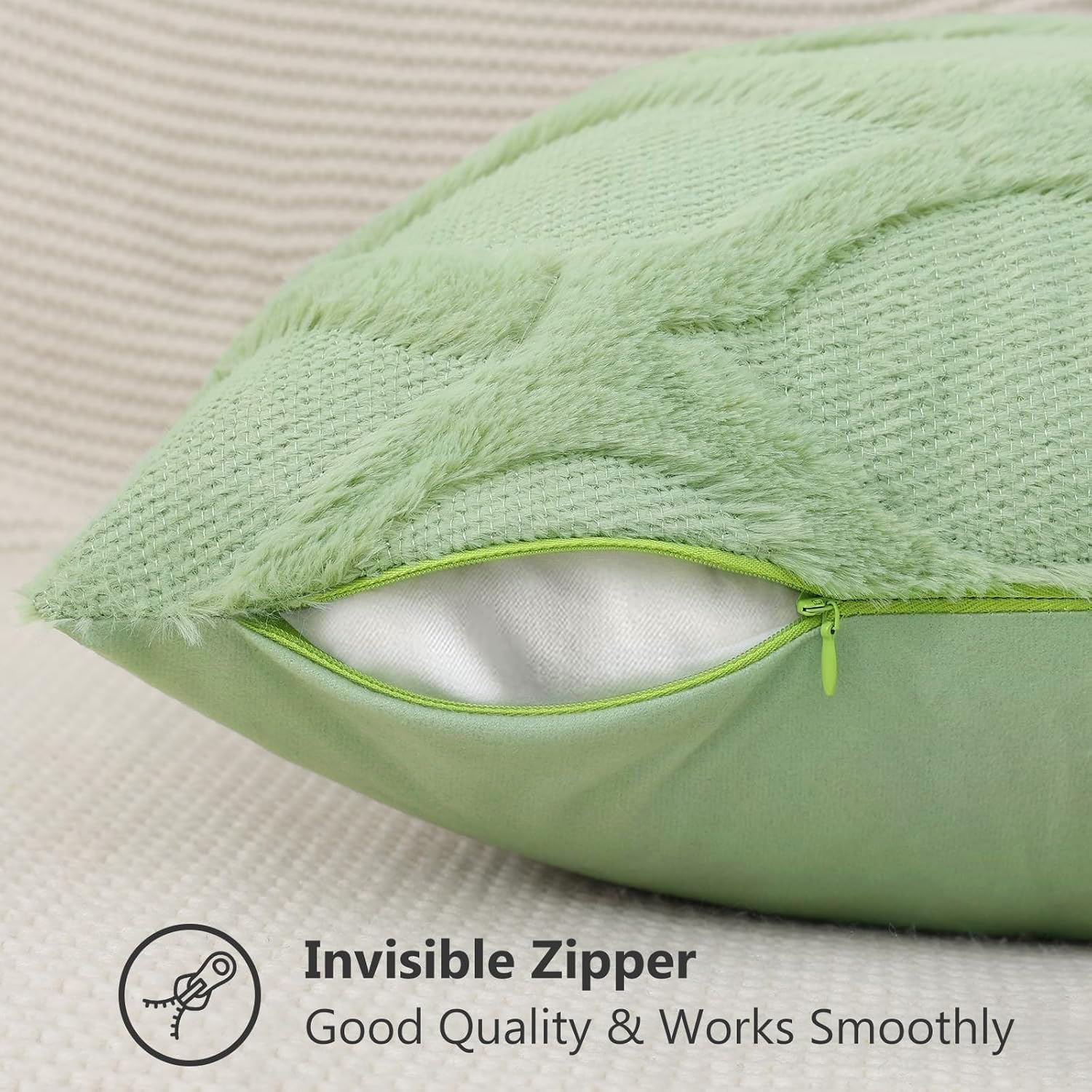 Decoruhome Spring Throw Pillow Covers 12X20 Inch Set Of 2, Soft Plush Faux Fur Wool Lumbar Sage Green Couch Pillow Covers, Decorative Pillow Cases For Bed Sofa Living Room Home Decor