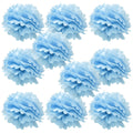 WYZworks Set of 10 - Baby Blue 16 - (10 Pack) Tissue Pom Poms Flower Party Decorations for Weddings, Birthday, Bridal, Baby Show