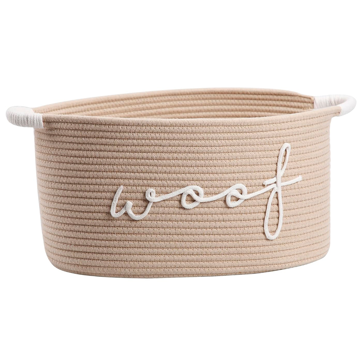 ZOMBATI Woof Woven Rope Storage Baskets, Pet Dog Toy Bin Box Perfect for organizing Chew Toys Blankets leashes, Dog Toy holder C