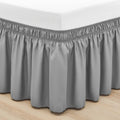 Rimela Bed Skirt Full Size Silver Grey Bed Skirt 15 Inch Drop, Wrap Around Elastic Adjustable Bedskirt, Dust Ruffle For Bed Fram