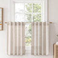 MIULEE Linen Textured Small Kitchen Window Curtains Over Sink, Semi Sheer Farmhouse Cafe Curtain 36 Inch Long Short Back Tab Hal