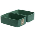 MiniArk Large Shallow Organizing Baskets 15x11x5.1 Inches - Rope Woven Storage Bins for Bathroom, Shelves, Cube Closet, Green 2 