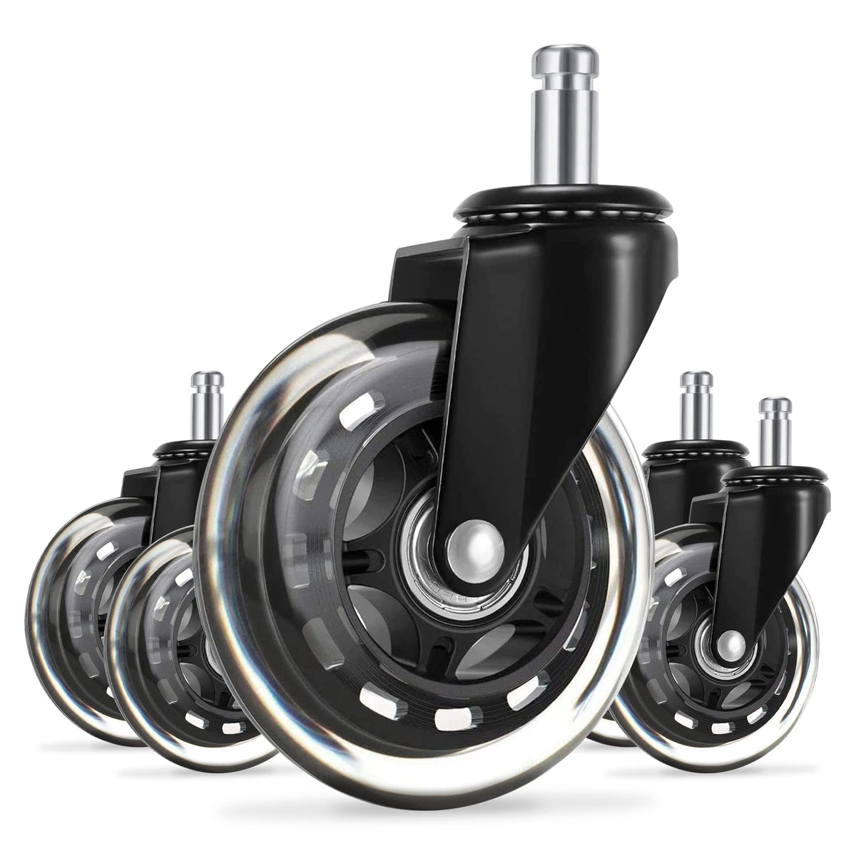 Office Chair Caster Wheels Replacement Rubber Chair Casters For Hardwood Floors And Carpet, (Set Of 5) Heavy Duty Office Chair C