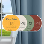 Mrs.Naturall 52X84 Inches Long Stone Blue Curtains For Living Room 2 Panels Blackout Room Darkening Curtains