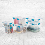 Sterilite Gasket Box, Stackable Storage Bin With Latching Lid, 12 Quart, 6 Pack