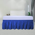 Purefit Wrap Around Ruffled Bed Skirt With Adjustable Elastic Belt - 14 Inch Drop Easy To Put On, Wrinkle Free Bedskirt Dust Ruffles, Bed Frame Cover For Queen, King And C-King Size Bed, Classic Blue